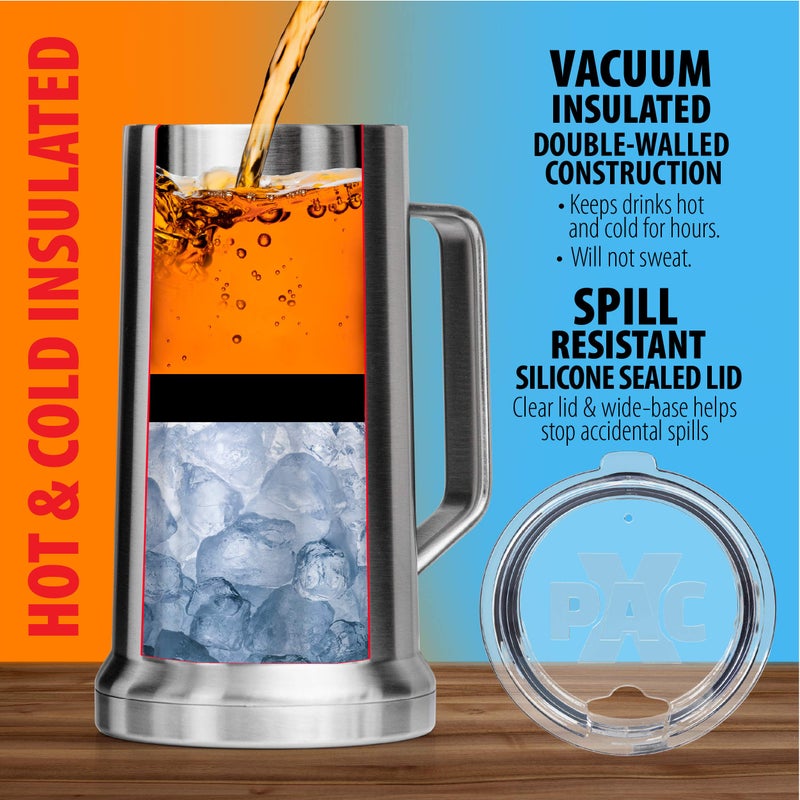 XPAC 22 Ounce Beer Stein with Lid and Handle, Stainless Steel, Vacuum Insulated Stein For Hot Or Cold Beverages - Image 4